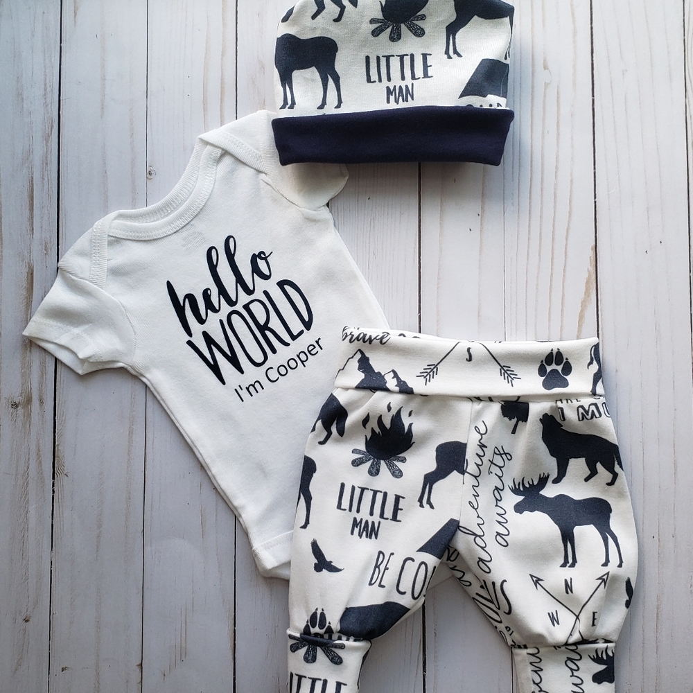 Baby boy 'hello world' outfit